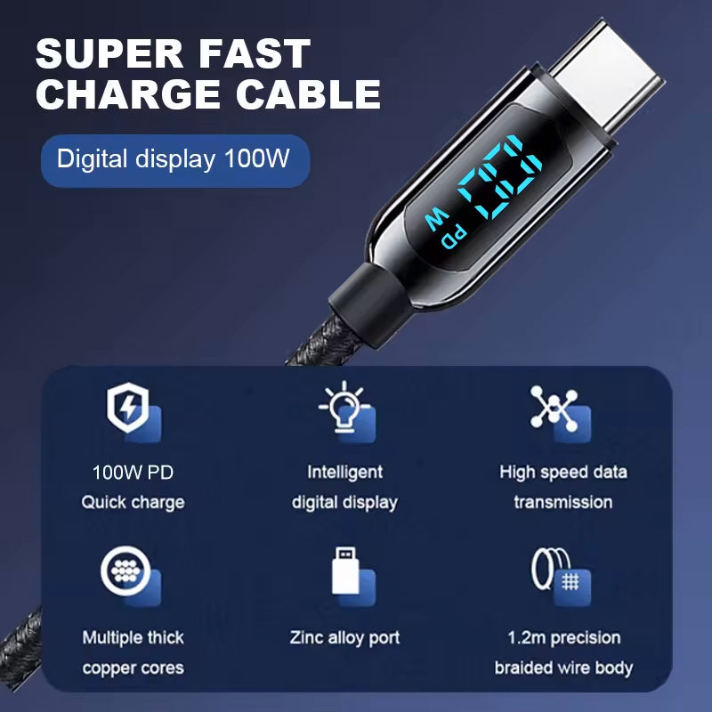 Digital Display Charging Cable